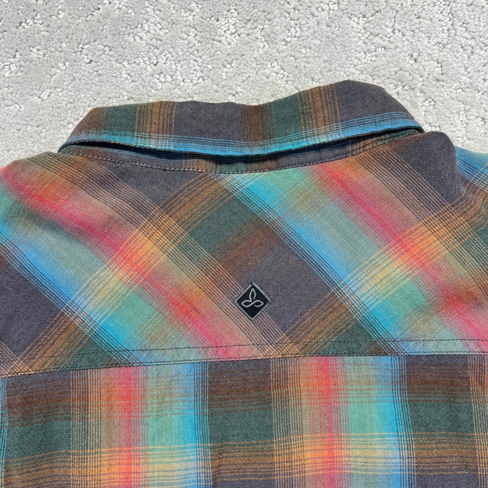 Prana Flannel Shirt Mens Large Plaid Organic Cotton Waffle Lined Shacket Asylum - Picture 12 of 16